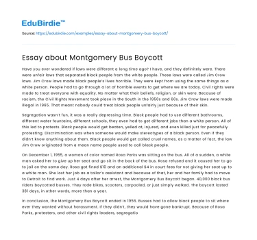 Essay about Montgomery Bus Boycott