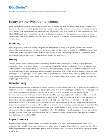 Essay on the Evolution of Money