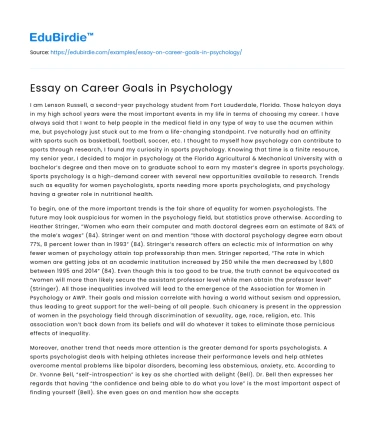 Essay on Career Goals in Psychology