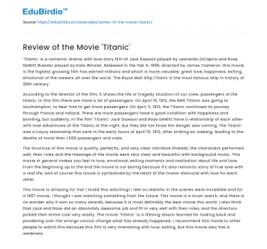 Cinematic and Historical Analysis of James Cameron’s Titanic