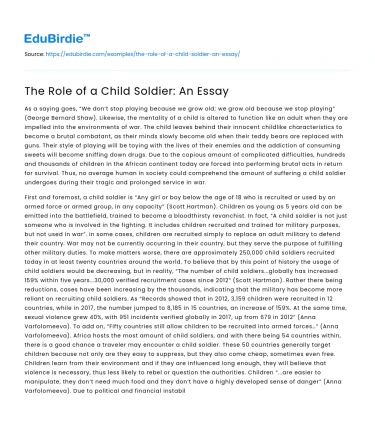 The Role of a Child Soldier: An Essay
