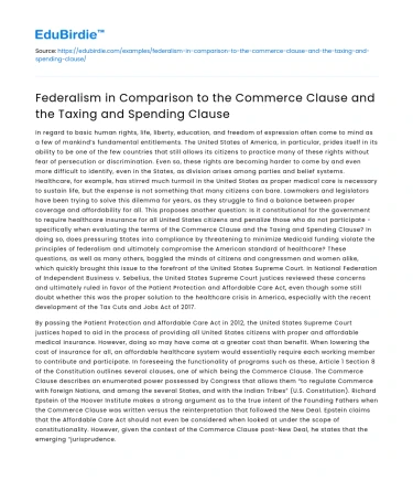 Federalism vs Commerce & Taxing Clauses