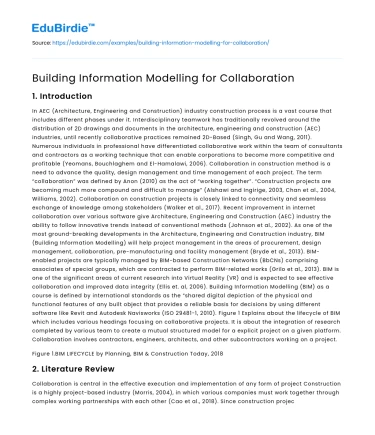 Building Information Modelling for Collaboration