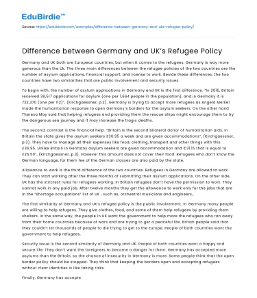 Difference between Germany and UK’s Refugee Policy