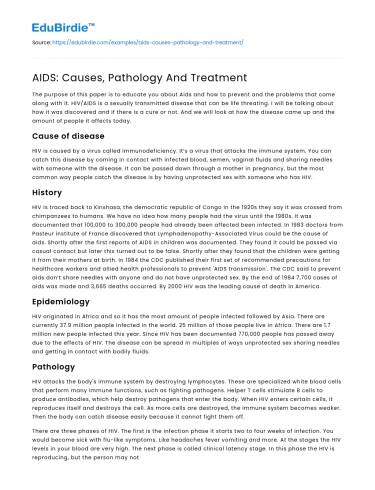 AIDS: Origins, Biology, and Management