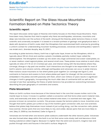 Glass House Mountains Formation: Plate Tectonics Report