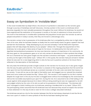 Essay on Symbolism in ‘Invisible Man’