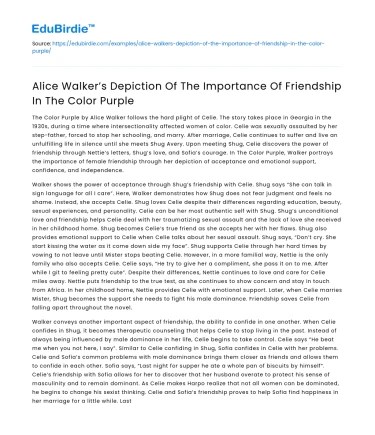 Friendship’s Significance in The Color Purple