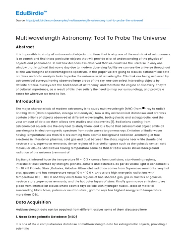 Multiwavelength Astronomy: Tool To Probe The Universe