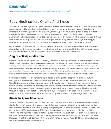 Body Modification: Origins And Types