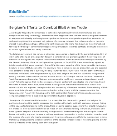 Belgium’s Strategic Approach to Curbing Illegal Arms Trade