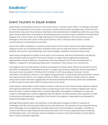 Event Tourism in Saudi Arabia