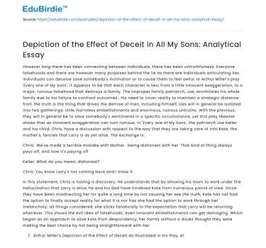 Depiction of the Effect of Deceit in All My Sons: Analytical Essay
