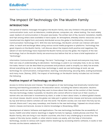 The Impact Of Technology On The Muslim Family