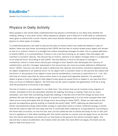 Physics in Daily Activity