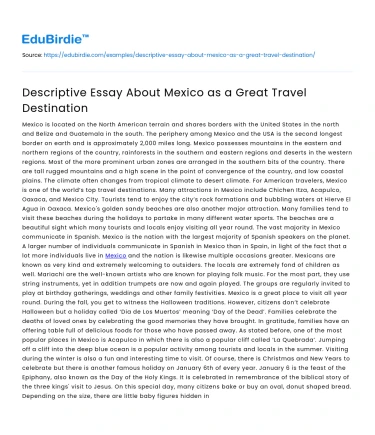 Descriptive Essay About Mexico as a Great Travel Destination