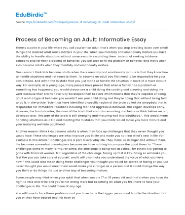 The Journey to Adulthood: A Comprehensive Analysis