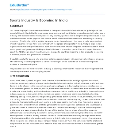 Sports Industry Is Booming In India