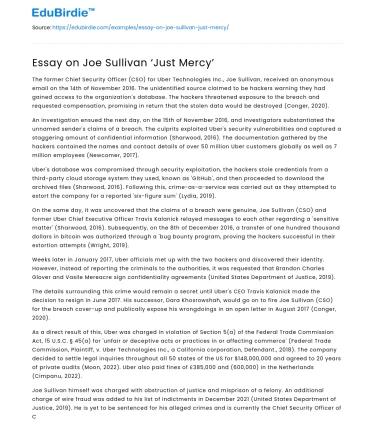 Essay on Joe Sullivan ‘Just Mercy’