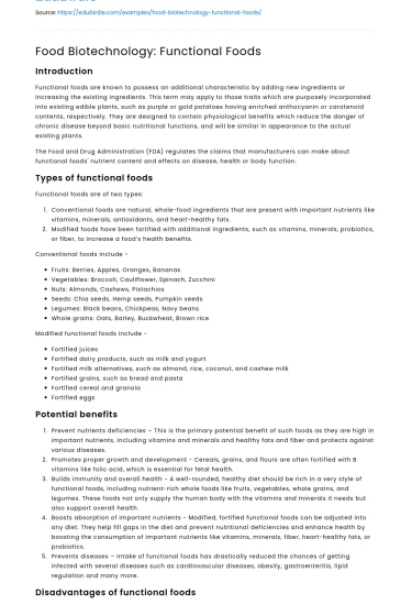 Food Biotechnology: Functional Foods