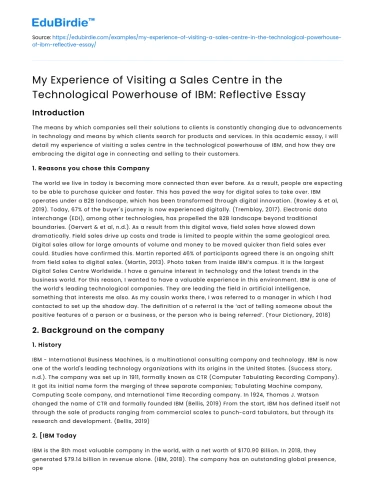 IBM Sales Centre Visit: My Experience