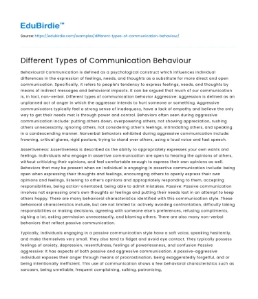 Different Types of Communication Behaviour