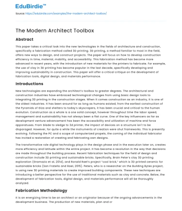 The Modern Architect Toolbox