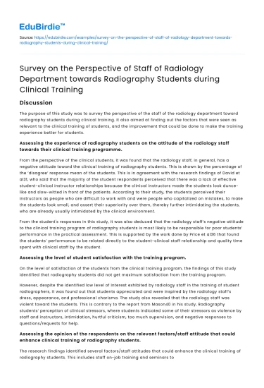 Radiology Staff Perspective on Radiography Student Clinical Training