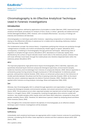 Chromatography in Forensic Investigations