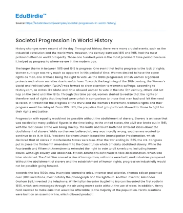 Societal Progression in World History