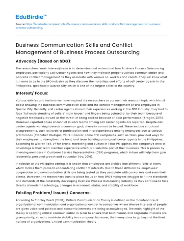 Business Communication & Conflict Management in BPO