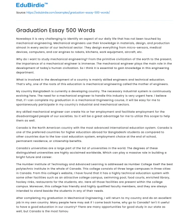 Graduation Essay 500 Words