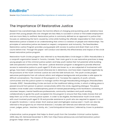 The Importance Of Restorative Justice