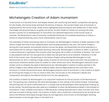 Michelangelo Creation of Adam Humanism