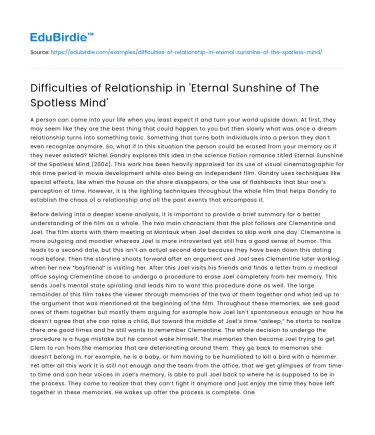 Difficulties of Relationship in ‘Eternal Sunshine of The Spotless Mind’