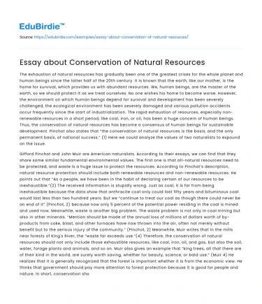 Essay about Conservation of Natural Resources