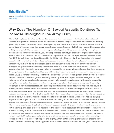 Rising Sexual Assaults in the Army: Causes