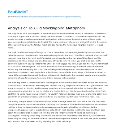 Analysis of ‘To Kill a Mockingbird’ Metaphors