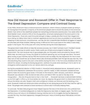 Hoover vs Roosevelt: Great Depression Response