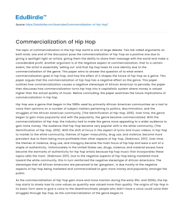 Commercialization of Hip Hop