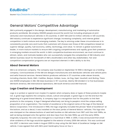 General Motors’ Competitive Advantage