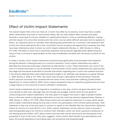 Effect of Victim Impact Statements