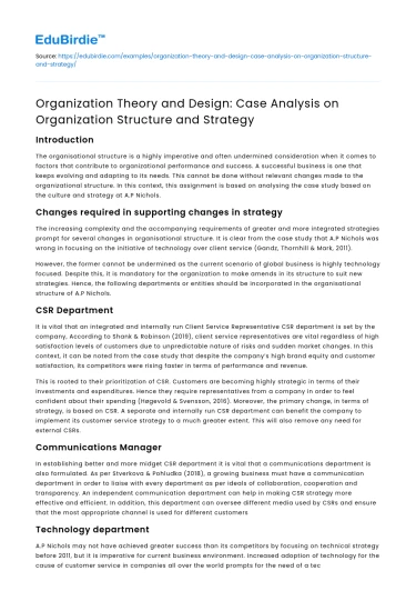 Org Theory & Design: Case Analysis on Structure & Strategy