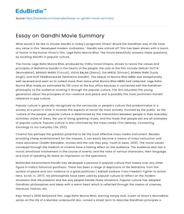 Essay on Gandhi Movie Summary