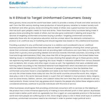 Is It Ethical to Target Uninformed Consumers: Essay