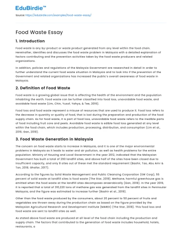 Food Waste Essay