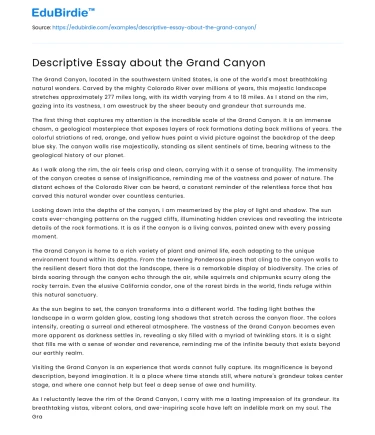 Descriptive Essay about the Grand Canyon