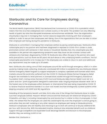 Starbucks and its Care for Employees during Coronavirus