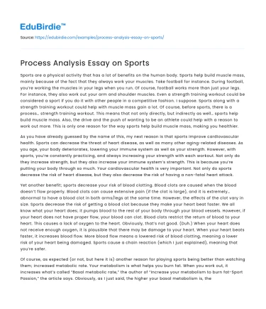 Analyzing the Dynamics of Sports Processes