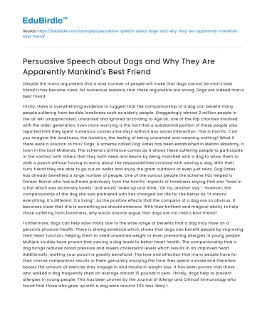 A Dog is a Man’s Best Friend